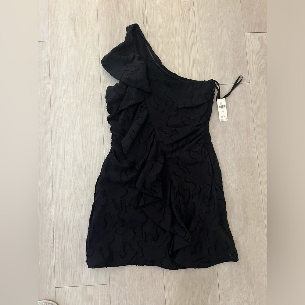 Black one shoulder Anthropologie mini dress